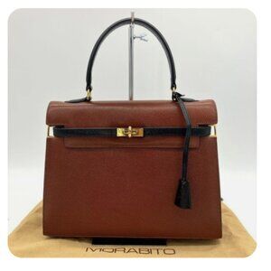 Authentic Morabito Paris Kelly bag bicolor leather brown black